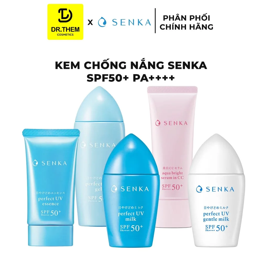 Kem Chống Nắng Senka Perfect UV SPF50+ PA++++ Bảo Vệ Da Kiềm Dầu Dưỡng Ẩm Nâng Tông 40ml 50ml 80ml