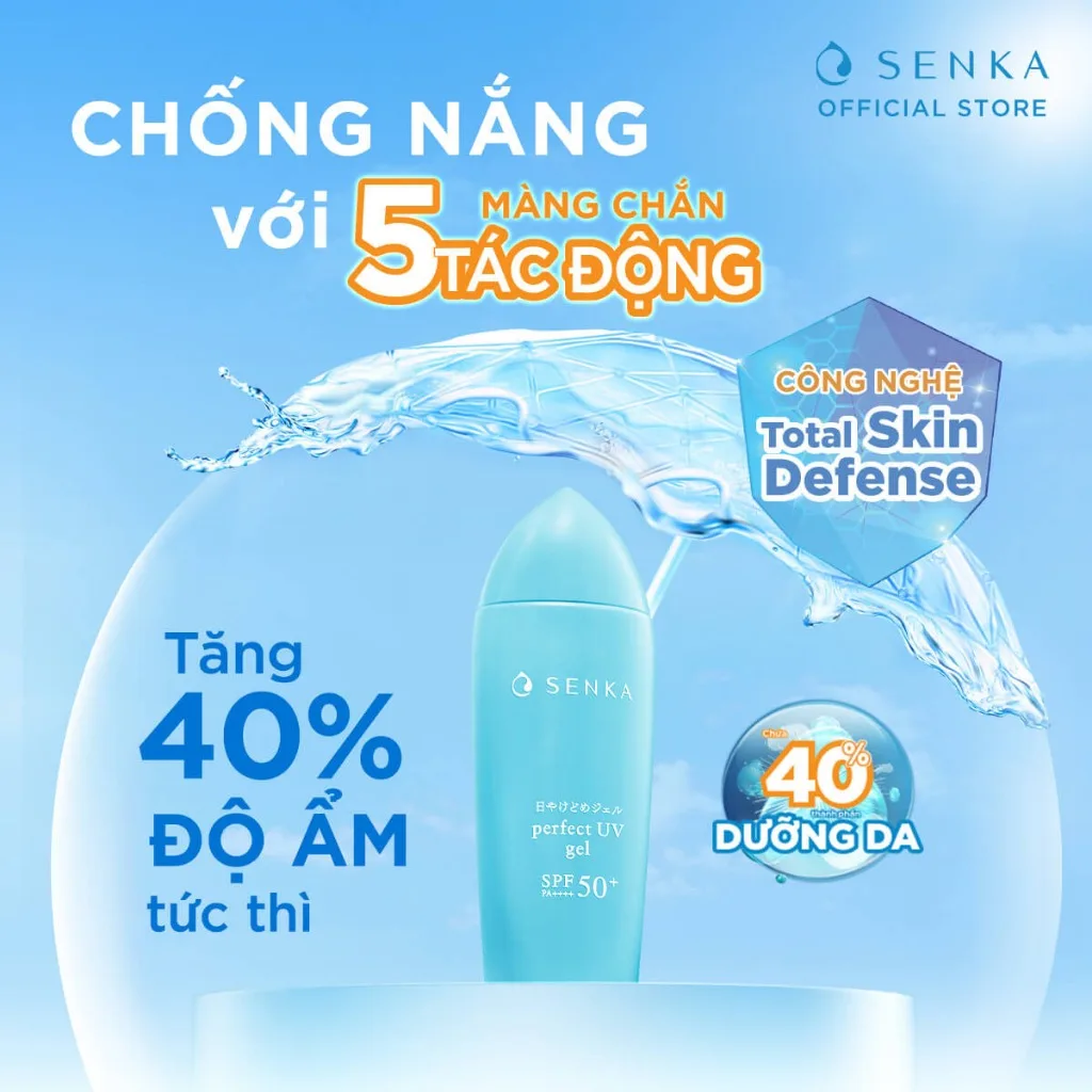Kem Chống Nắng Senka Perfect UV SPF50+ PA++++ Bảo Vệ Da Kiềm Dầu Dưỡng Ẩm Nâng Tông 40ml 50ml 80ml 5