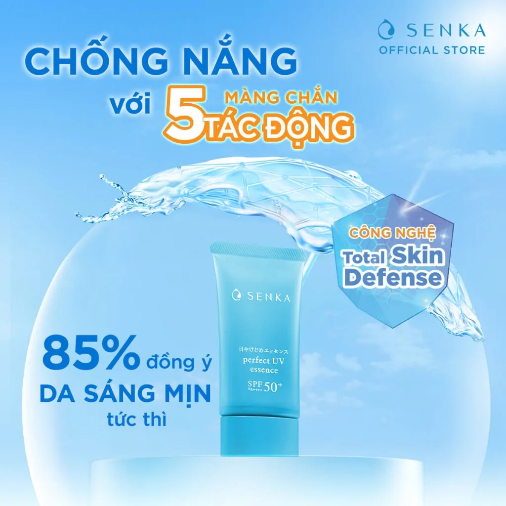 Kem Chống Nắng Senka Perfect UV SPF50+ PA++++ Bảo Vệ Da Kiềm Dầu Dưỡng Ẩm Nâng Tông 40ml 50ml 80ml 6
