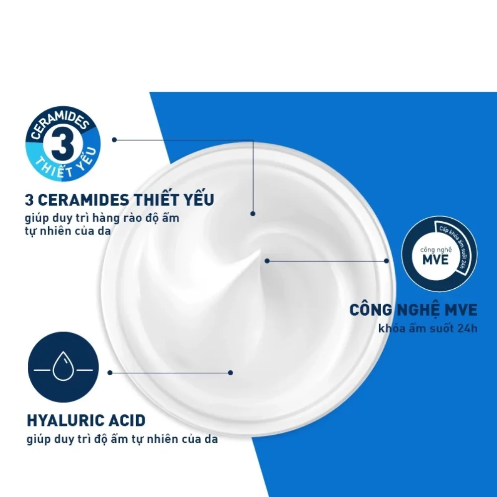 Kem Dưỡng Ẩm CeraVe Moisturising Cream Phục Hồi Hàng Rào Độ Ẩm Cho Da Khô Đến Rất Khô 50ml 340g 454g 3