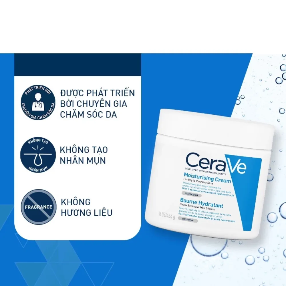 Kem Dưỡng Ẩm CeraVe Moisturising Cream Phục Hồi Hàng Rào Độ Ẩm Cho Da Khô Đến Rất Khô 50ml 340g 454g 5