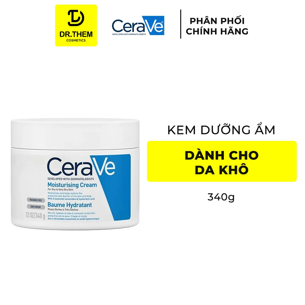Kem Dưỡng Ẩm CeraVe Moisturising Cream Phục Hồi Hàng Rào Độ Ẩm Cho Da Khô Đến Rất Khô 50ml 340g 454g 8