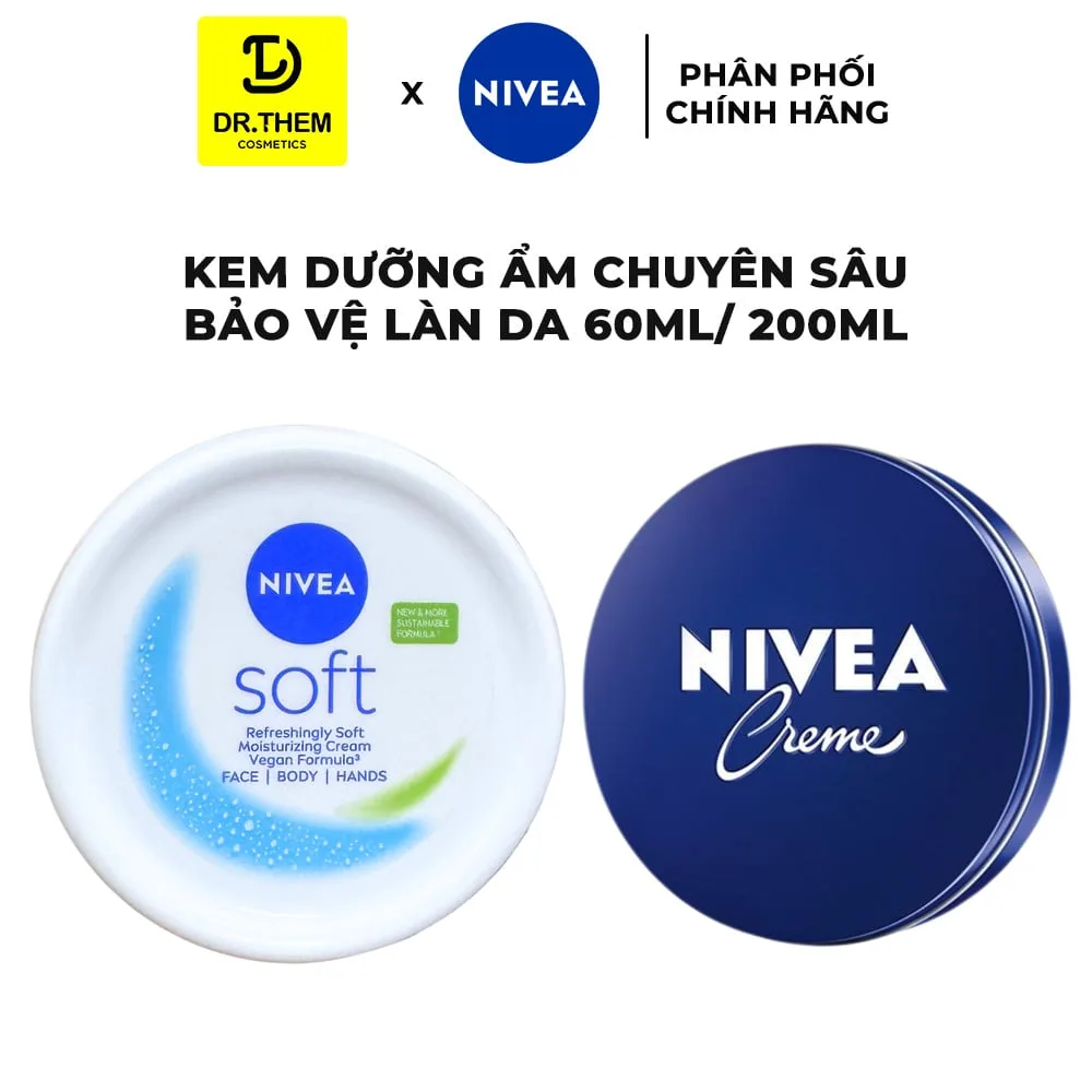 Kem Dưỡng Ẩm Nivea Creme Và Soft Creme Dưỡng Ẩm Chuyên Sâu Làm Mềm Bảo Vệ Da Khô Nứt Nẻ 60ml/200ml