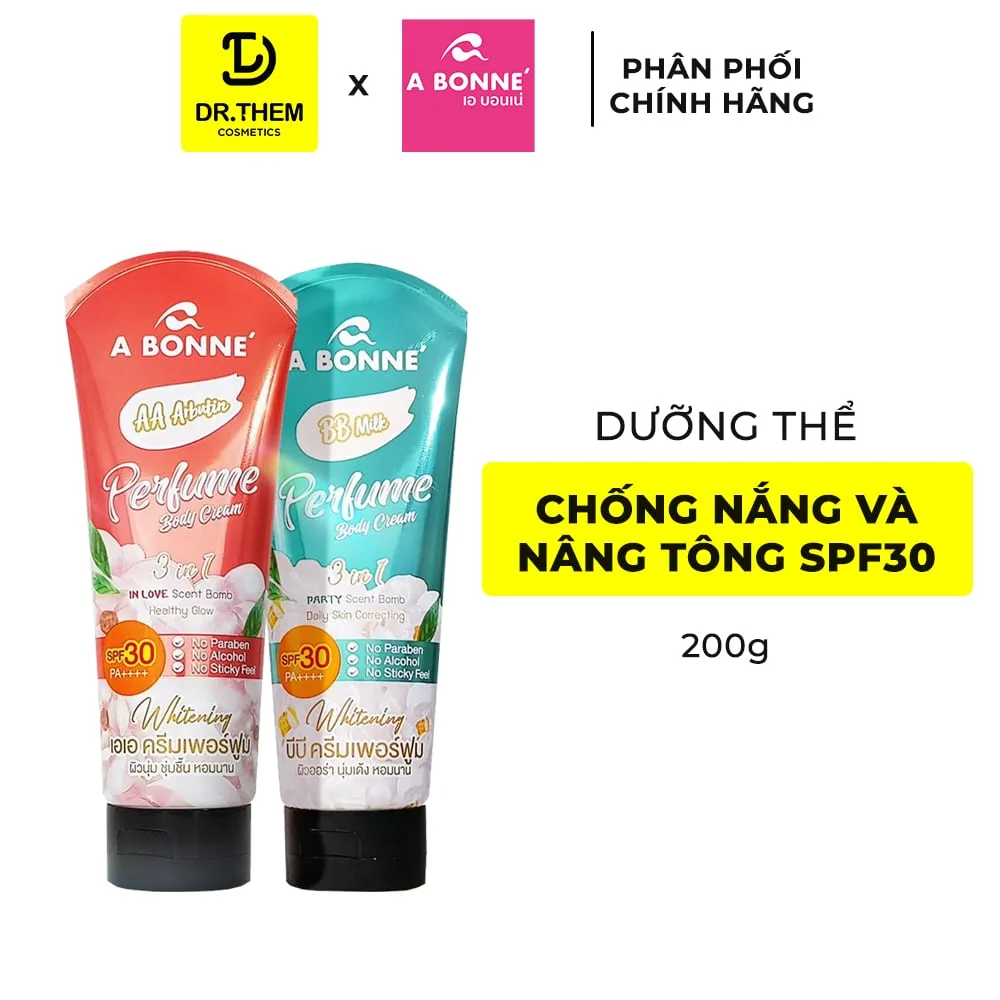 Kem Dưỡng Thể A Bonne AA Arbutin BB Milk SPF30 Chống Nắng Nâng Tone Toàn Thân Hương Nước Hoa