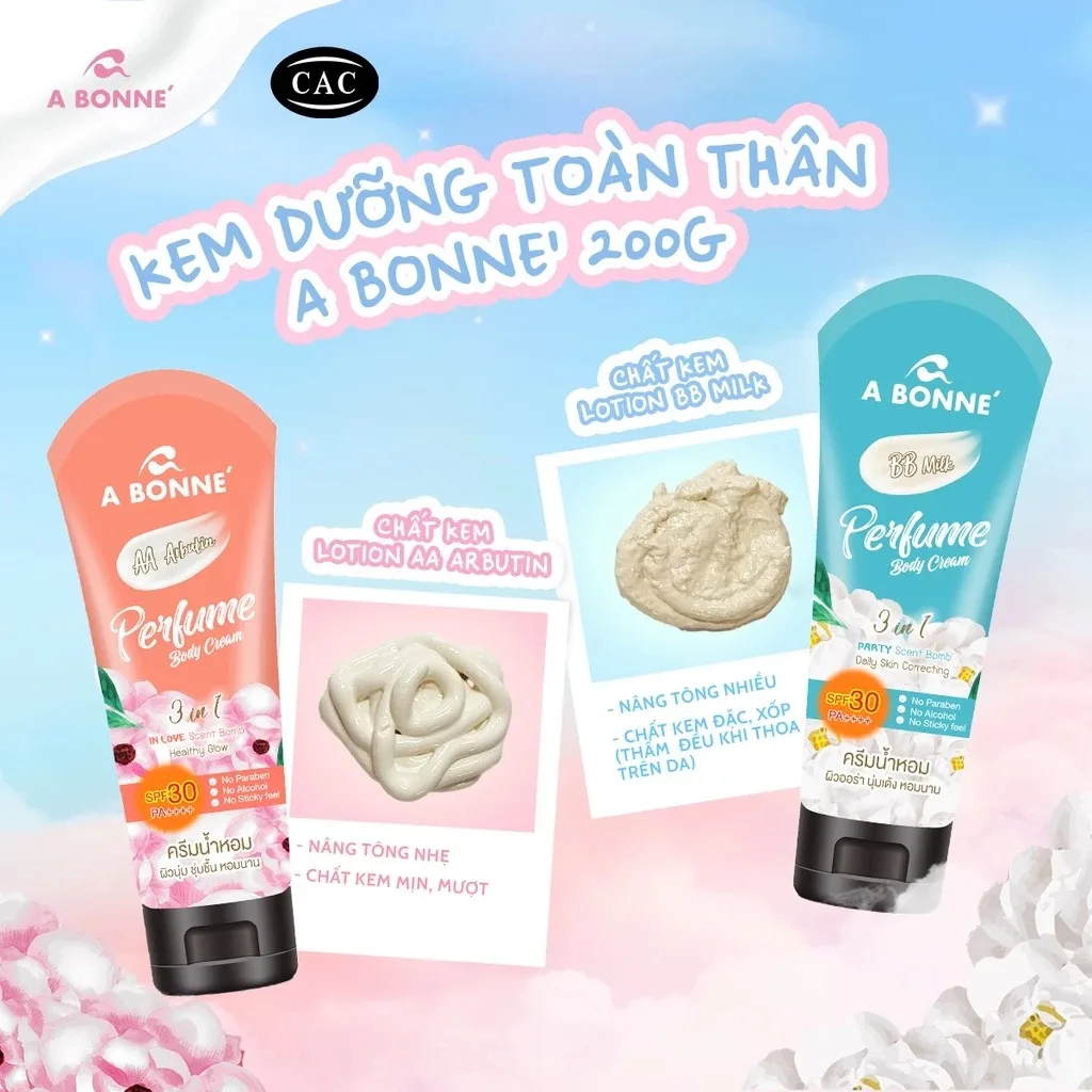 Kem Dưỡng Thể A Bonne AA Arbutin BB Milk SPF30 Chống Nắng Nâng Tone Toàn Thân Hương Nước Hoa 3