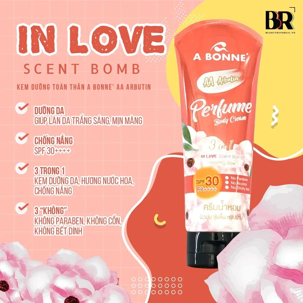 Kem Dưỡng Thể A Bonne AA Arbutin BB Milk SPF30 Chống Nắng Nâng Tone Toàn Thân Hương Nước Hoa 4