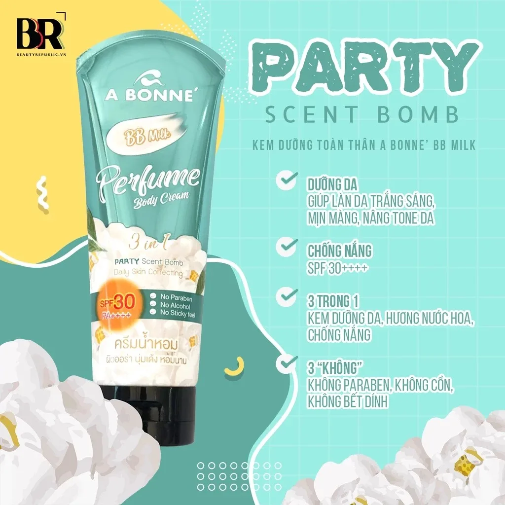 Kem Dưỡng Thể A Bonne AA Arbutin BB Milk SPF30 Chống Nắng Nâng Tone Toàn Thân Hương Nước Hoa 5