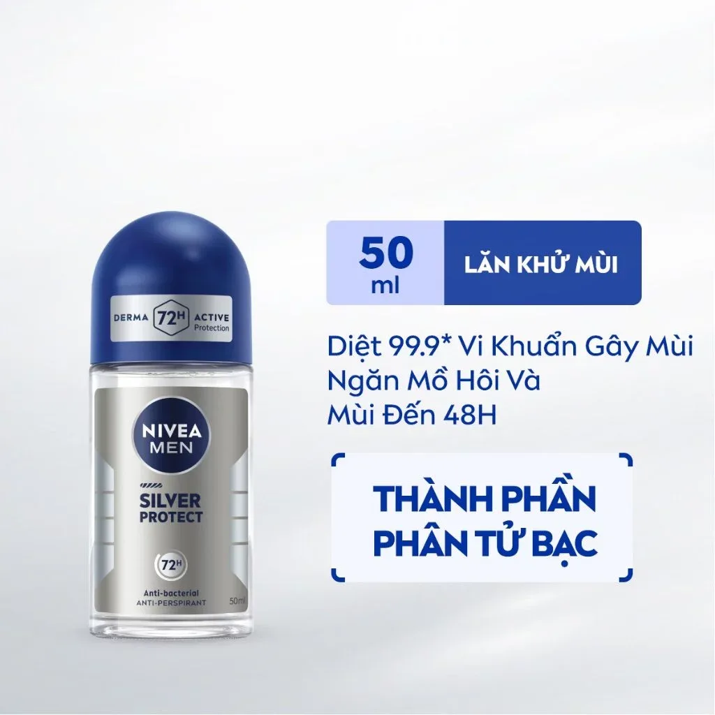 Khử Mùi Nivea Men Silver Protect Phân Tử Bạc Ngăn Khuẩn Gây Mùi Khô Thoáng Cả Ngày Cho Nam Xịt 150ml Lăn 50ml 2