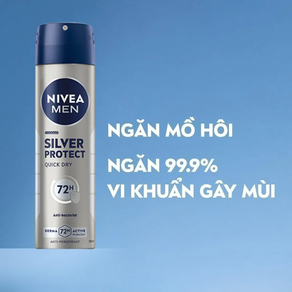 Khử Mùi Nivea Men Silver Protect Phân Tử Bạc Ngăn Khuẩn Gây Mùi Khô Thoáng Cả Ngày Cho Nam Xịt 150ml Lăn 50ml 4