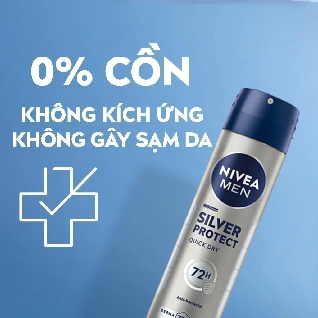 Khử Mùi Nivea Men Silver Protect Phân Tử Bạc Ngăn Khuẩn Gây Mùi Khô Thoáng Cả Ngày Cho Nam Xịt 150ml Lăn 50ml 5