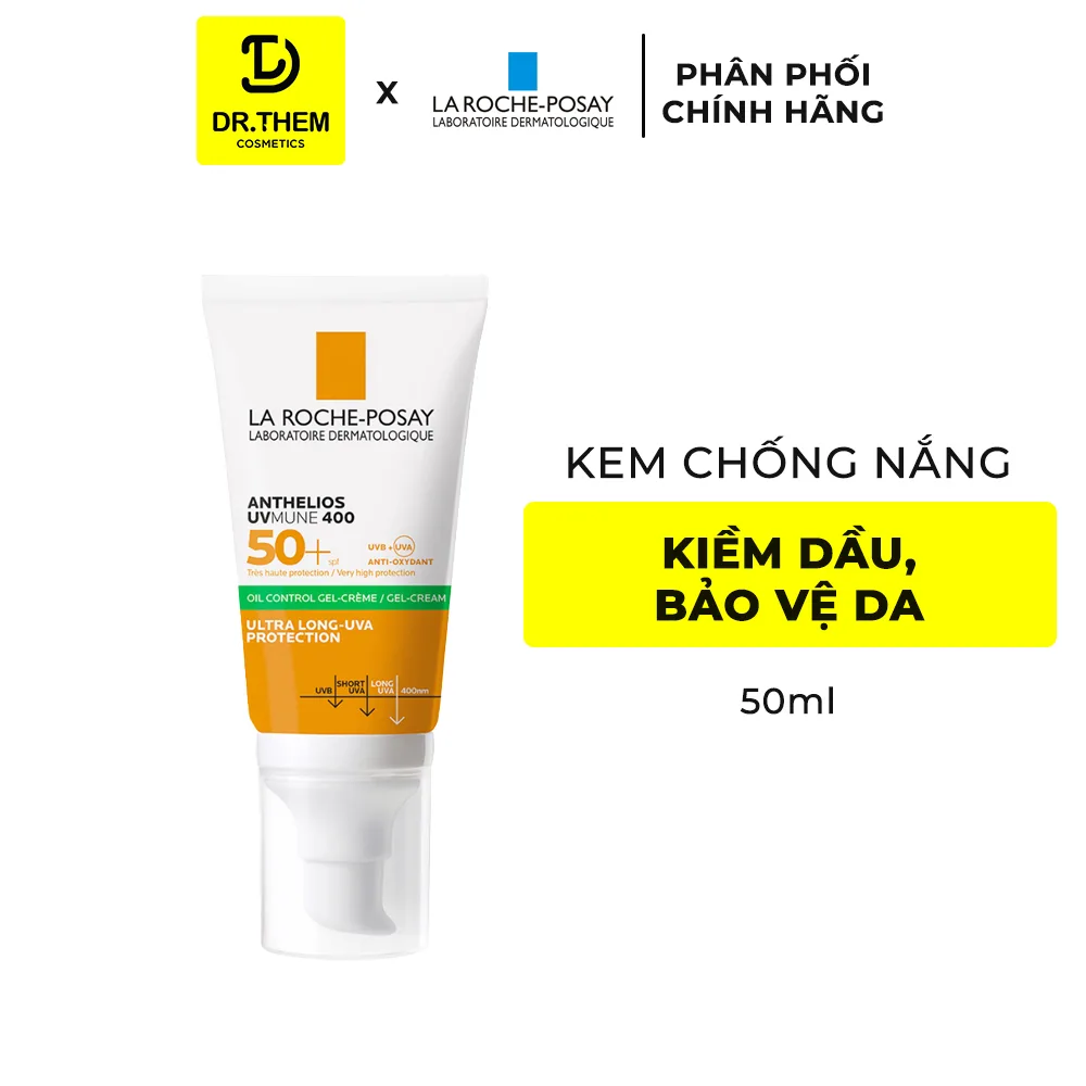 Kem Chống Nắng La Roche-Posay Anthelios UV Mune 400 Oil Control Gel-Cream SPF50+ PA++++ Nâng Tone Kiềm Dầu Cho Da Dầu 50ml 3
