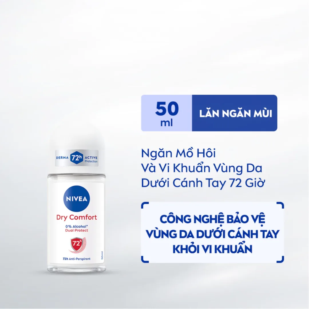Lăn Khử Mùi Nivea Extra Bright Smooth Và Dry Comfort Ngăn Mồ Hôi 72 Giờ Dưỡng Sáng Vùng Da Dưới Cánh Tay 50ml 2
