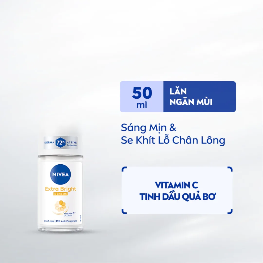 Lăn Khử Mùi Nivea Extra Bright Smooth Và Dry Comfort Ngăn Mồ Hôi 72 Giờ Dưỡng Sáng Vùng Da Dưới Cánh Tay 50ml 6