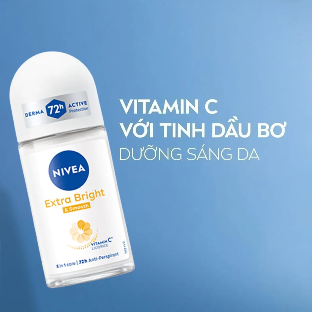 Lăn Khử Mùi Nivea Extra Bright Smooth Và Dry Comfort Ngăn Mồ Hôi 72 Giờ Dưỡng Sáng Vùng Da Dưới Cánh Tay 50ml 8