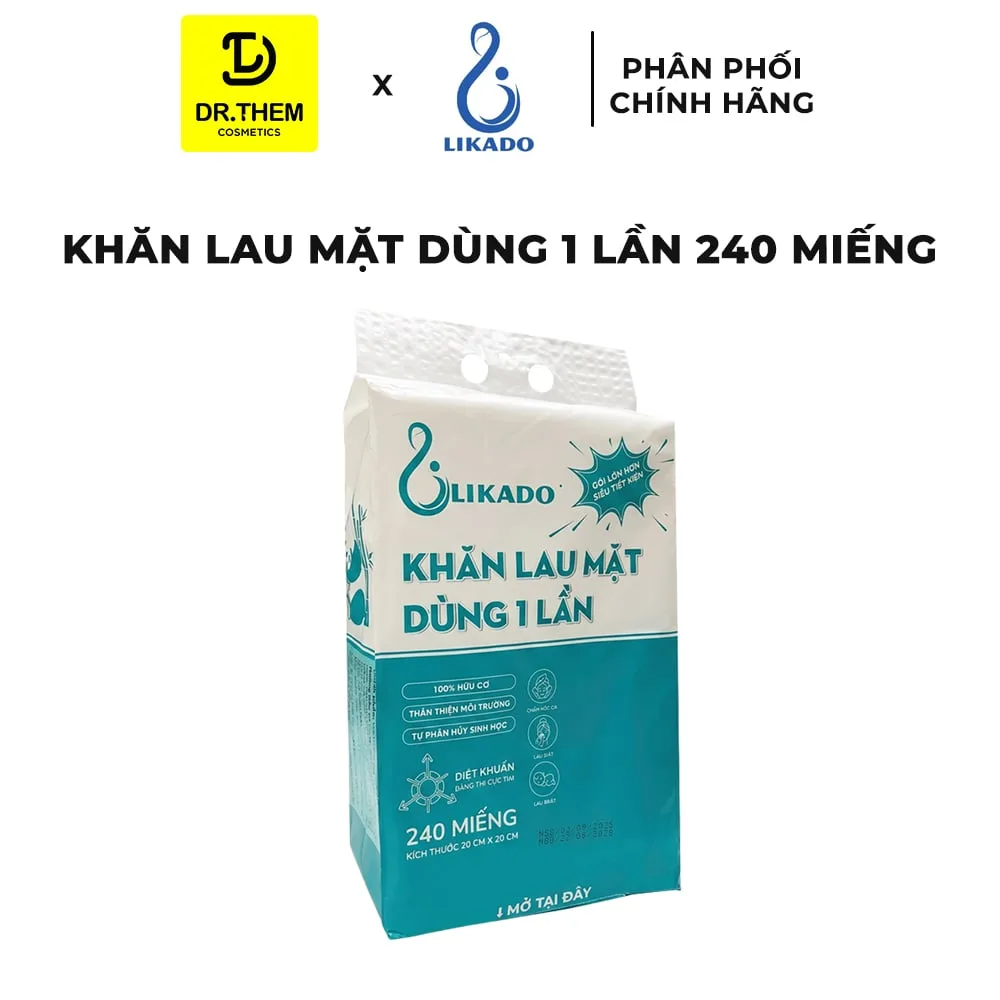 Khăn Lau Mặt Dùng 1 Lần Likado Túi Rút Treo Tường 240 Tờ Chất Liệu Viscose Mềm Mịn Cho Spa Và Gia Đình 20x20cm