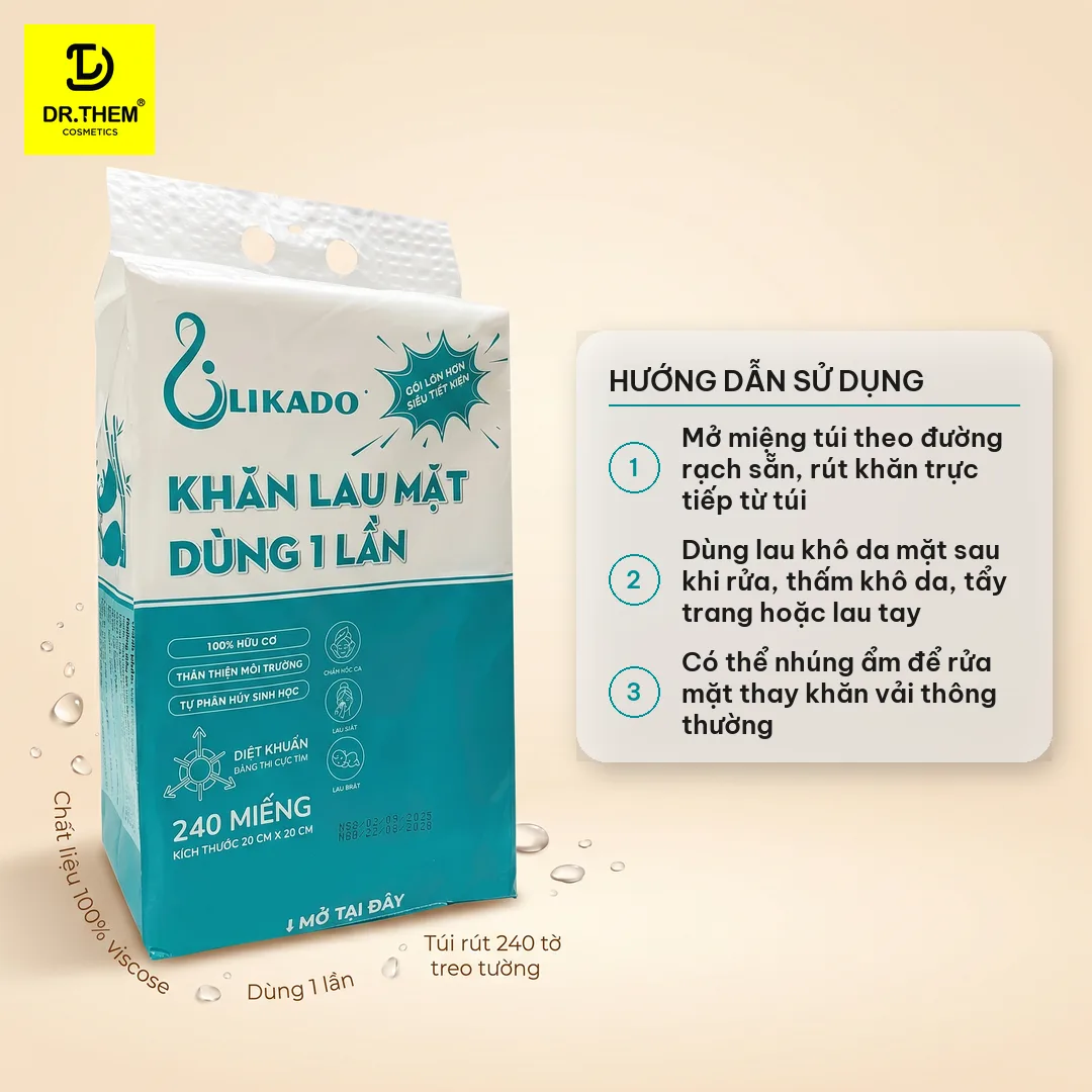 Khăn Lau Mặt Dùng 1 Lần Likado Túi Rút Treo Tường 240 Tờ Chất Liệu Viscose Mềm Mịn Cho Spa Và Gia Đình 20x20cm 3