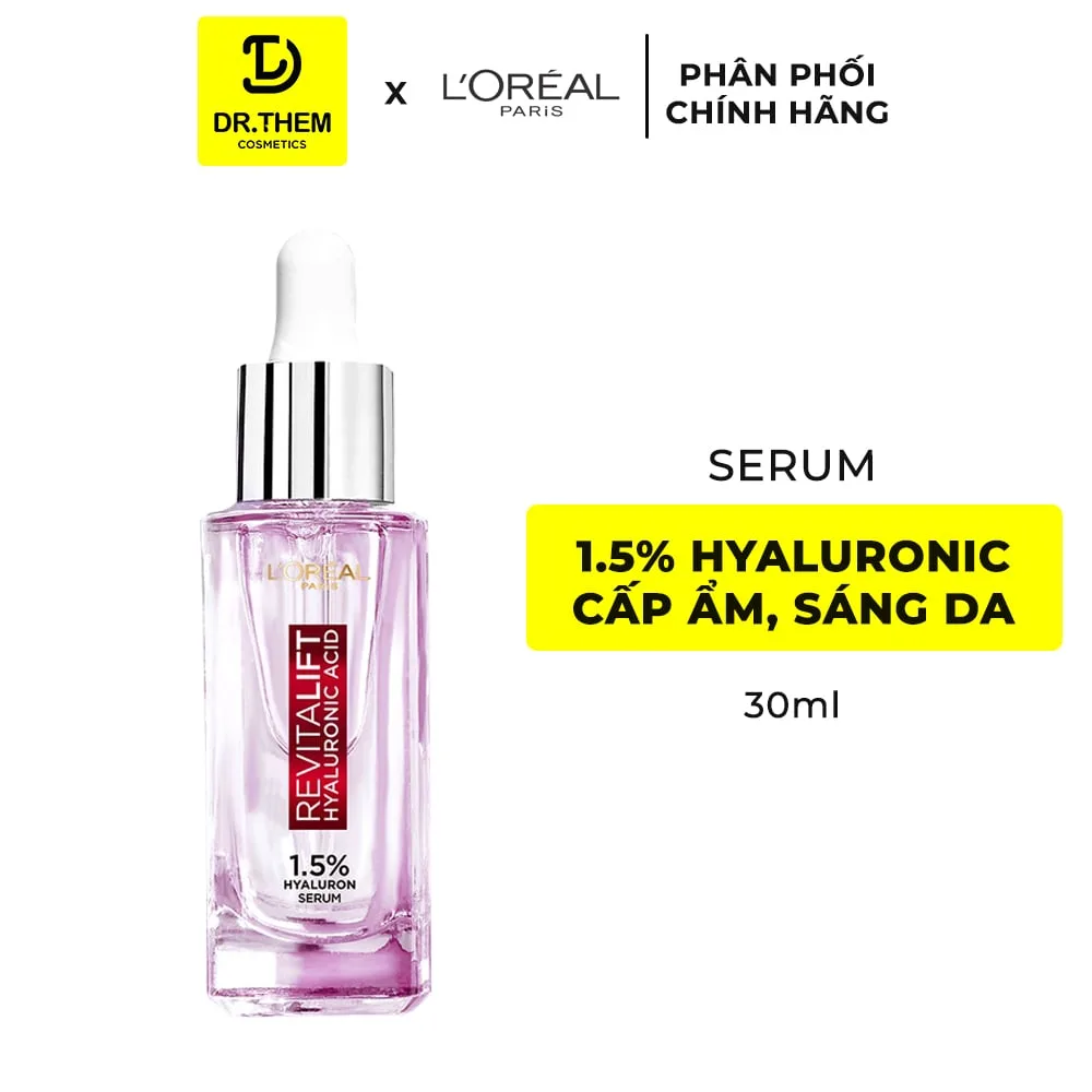 Serum Dưỡng L'Oreal Paris Revitalift 1.5% Hyaluronic Acid Cấp Ẩm Tức Thì Làm Giảm Nếp Nhăn Căng Mướt Da 30ml