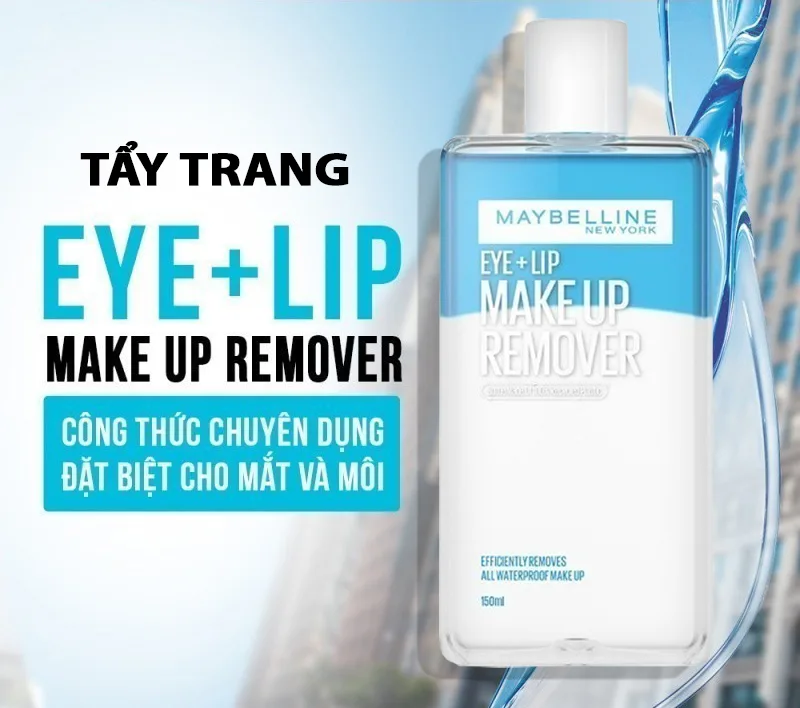 Nước Tẩy Trang Mắt Môi Maybelline Lip & Eye Make Up Remover Làm Sạch Lớp Trang Điểm Lâu Trôi Dịu Nhẹ 40ml 3