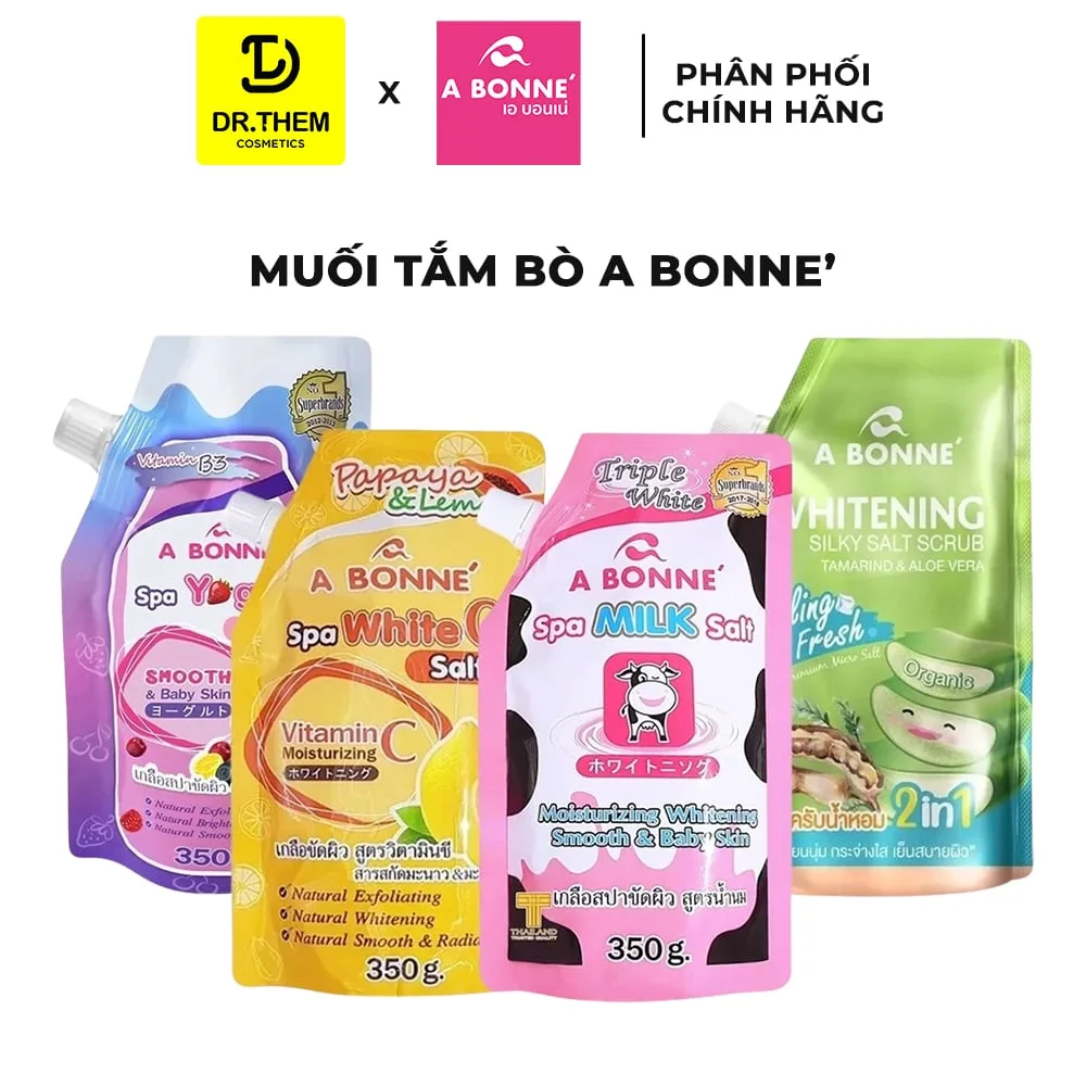 Muối Tắm Tẩy Tế Bào Chết A Bonne Spa Milk Salt Sữa Bò Sữa Chua Vitamin C Dưỡng Da Mịn Màng 350g