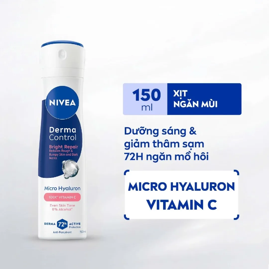 Xịt Lăn Ngăn Mùi Nivea Derma Control Bright Dưỡng Sáng Làm Đều Màu Da Vùng Dưới Cánh Tay 50ml/150ml 3