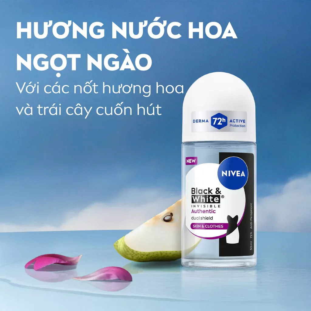 Lăn Ngăn Mùi Nivea Black & White Invisible Authentic Ngăn Mùi Và Mồ Hôi 72 Giờ Hạn Chế Vệt Ố Vàng Vệt Trắng 50ml 6