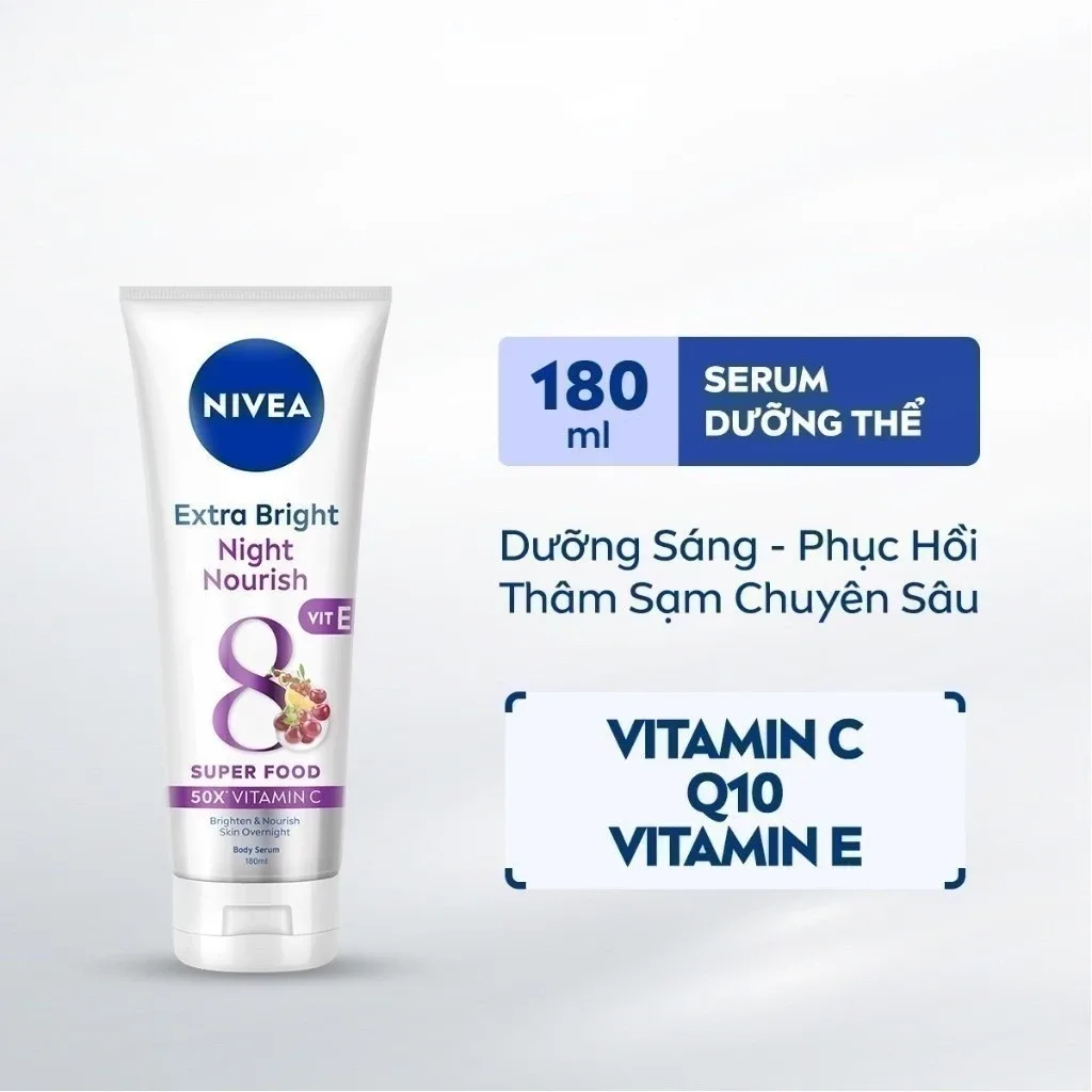 Serum Dưỡng Thể Nivea 8 Super Foods Ban Đêm Hỗ Trợ Phục Hồi Dưỡng Sáng Làm Mờ Đốm Nâu Đều Màu Da 180ml 2