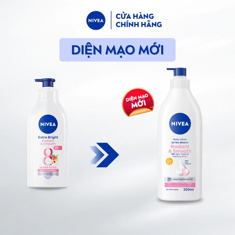 Sữa Dưỡng Thể Nivea Extra Bright Radiant & Smooth Dưỡng Sáng Mịn Da Cấp Ẩm Đều Màu Màng Lọc UV Cho Mọi Loại Da 500ml 3