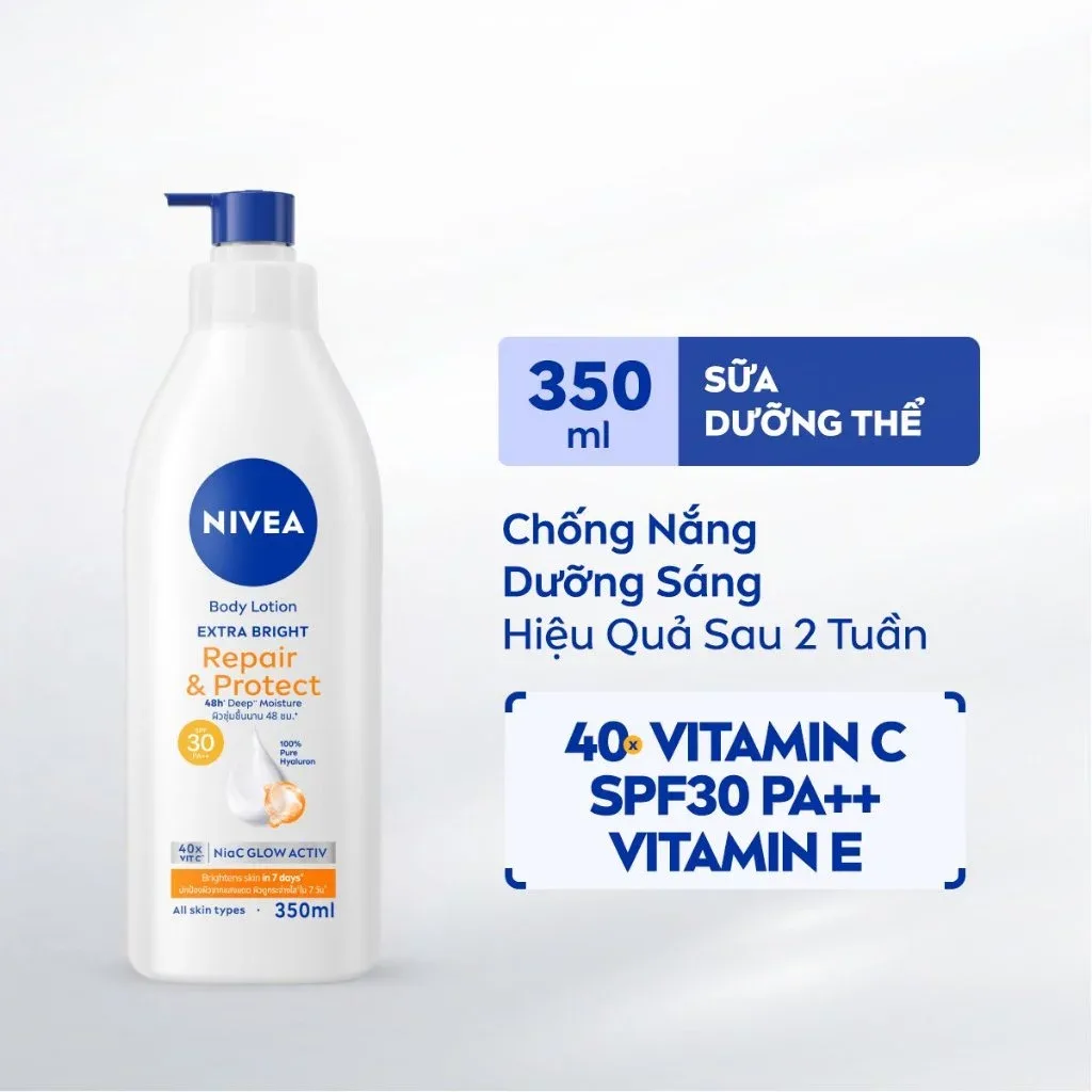 Sữa Dưỡng Thể Nivea Extra Bright Repair & Protect 8 Super Foods SPF30 PA++ Dưỡng Sáng Cấp Ẩm Chống Nắng Ban Ngày 350ml 2
