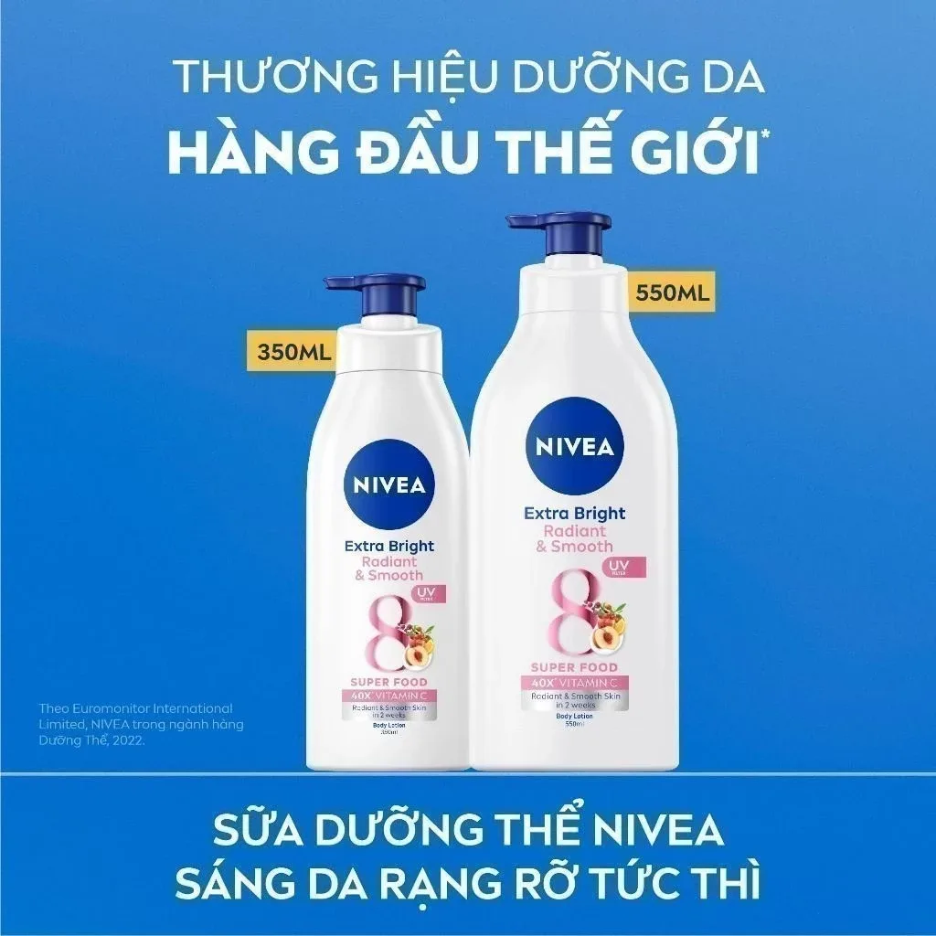 Sữa Dưỡng Thể Nivea Extra Bright Radiant & Smooth 8 Super Foods Dưỡng Sáng Mịn Cấp Ẩm Đều Màu Ban Ngày 350ml 3