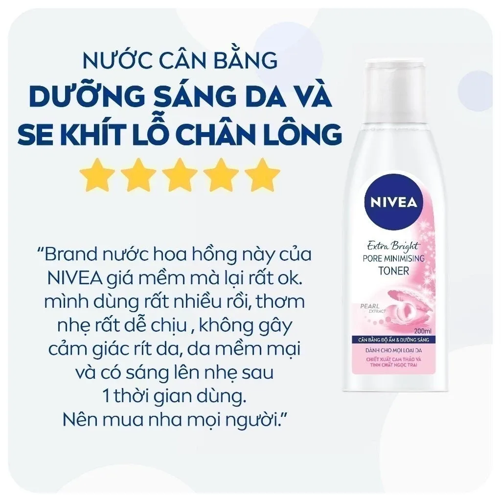 Nước Hoa Hồng Nivea Dưỡng Sáng Da Cam Thảo & Pearly Bright Cân Bằng pH Se Khít Lỗ Chân Lông Cho Mọi Loại Da 200ml 6