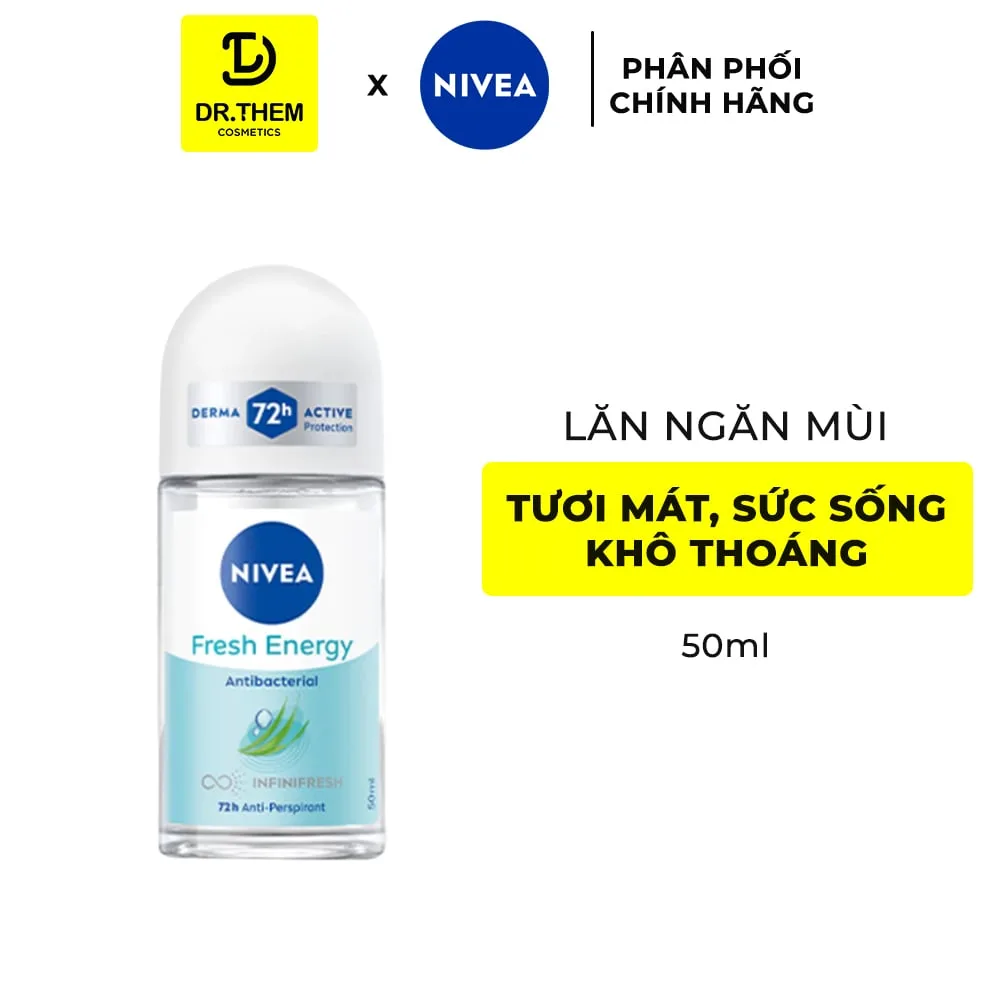 Lăn Ngăn Mùi NIVEA Fresh Energy Tươi Mát Sức Sống Khô Thoáng Ngăn Mùi 72 Giờ Chiết Xuất Sả Không Cồn 50ml