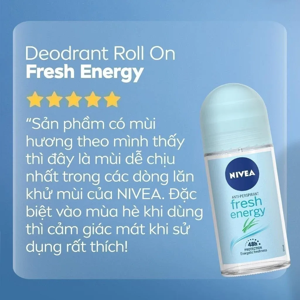 Lăn Ngăn Mùi NIVEA Fresh Energy Tươi Mát Sức Sống Khô Thoáng Ngăn Mùi 72 Giờ Chiết Xuất Sả Không Cồn 50ml 7