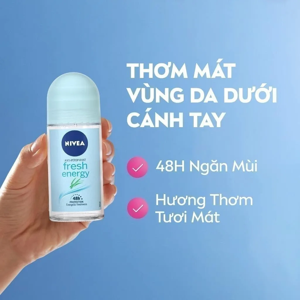 Lăn Ngăn Mùi NIVEA Fresh Energy Tươi Mát Sức Sống Khô Thoáng Ngăn Mùi 72 Giờ Chiết Xuất Sả Không Cồn 50ml 8