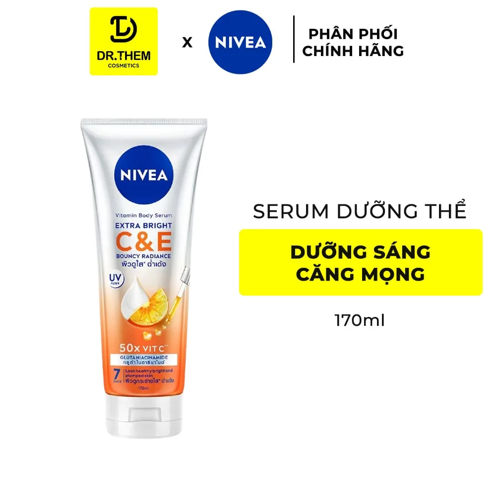Serum Dưỡng Thể NIVEA Vitamin C&E Dưỡng Sáng Mượt Da Căng Mọng Sau 7 Ngày Với Glutathione 170ml
