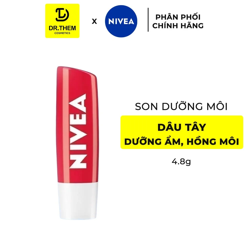 Son Dưỡng Môi Có Màu NIVEA Strawberry Shine Sắc Đỏ Dâu Tây Dưỡng Ẩm Hồng Môi Không Chứa Chì 4.8g