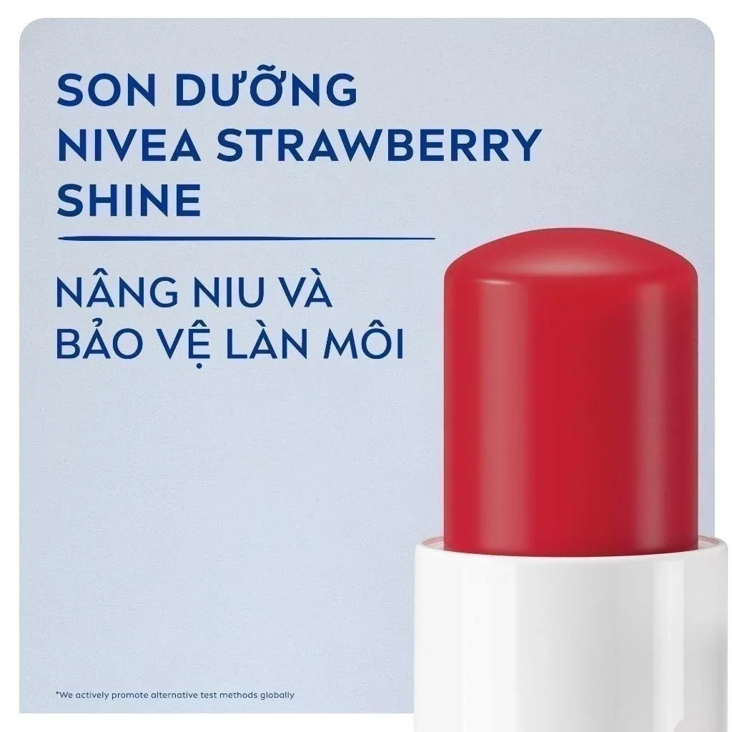 Son Dưỡng Môi Có Màu NIVEA Strawberry Shine Sắc Đỏ Dâu Tây Dưỡng Ẩm Hồng Môi Không Chứa Chì 4.8g 4