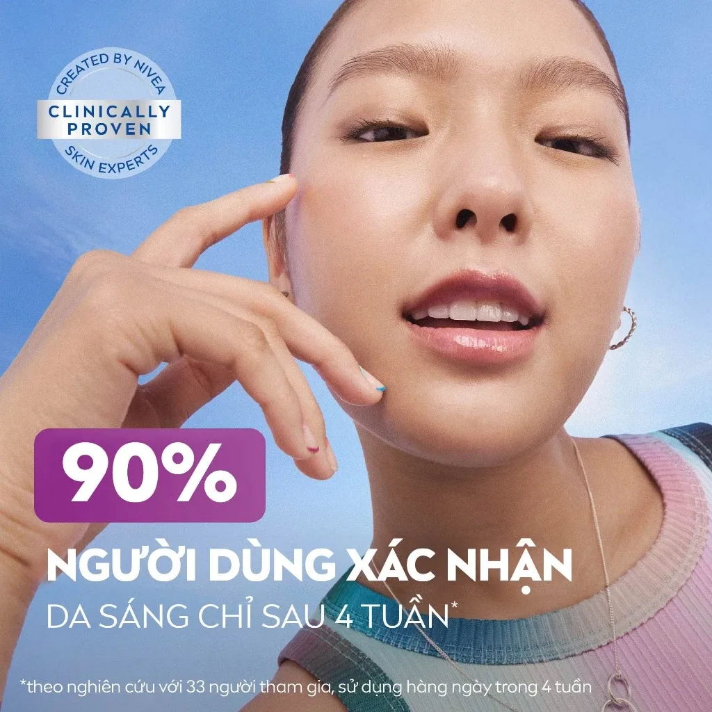 Sữa Rửa Mặt NIVEA Luminous Skin Glow Whip Wash Foam Làm Sạch Sâu Dưỡng Sáng Ẩm Mượt Cho Da Khô Xỉn Màu 100ml 3
