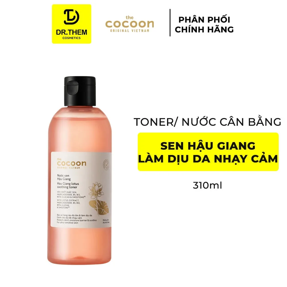 Nước Hoa Hồng Cocoon Nước Sen Hậu Giang Toner Hỗ Trợ Phục Hồi Cấp Ẩm Làm Dịu Cho Da Rất Nhạy Cảm 310ml