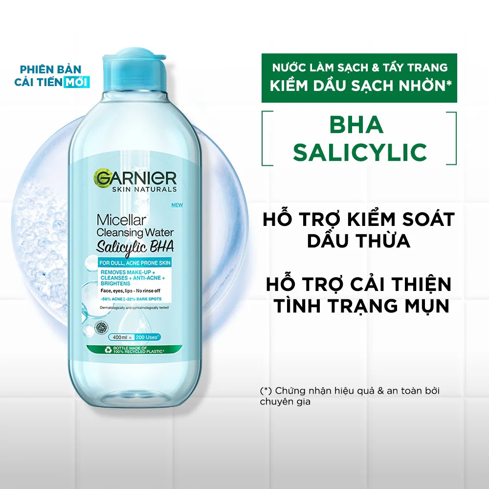 Nước Tẩy Trang Garnier Micellar Cleansing Water Làm Sạch Sâu Dịu Nhẹ 3 Trong 1 Cho Mọi Loại Da 50ml/400ml 4