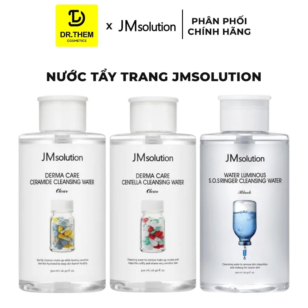 Nước Tẩy Trang JMsolution Centella Ceramide S.O.S Ringer Cleansing Water Làm Sạch Cấp Ẩm Cho Mọi Loại Da 500ml 850ml