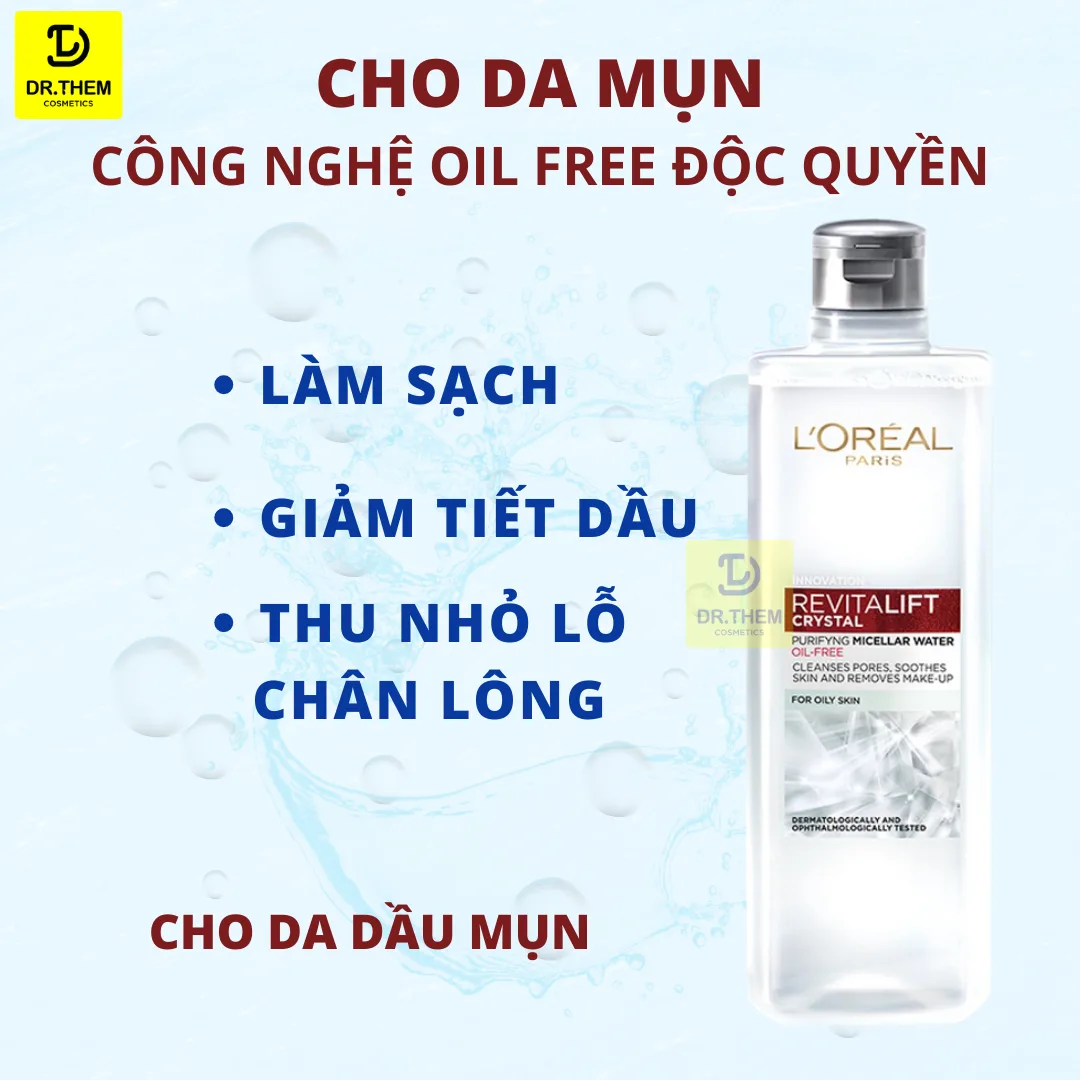 Nước Tẩy Trang L'Oreal Paris 3in1 Micellar Water Làm Sạch Sâu Dưỡng Ẩm Dịu Nhẹ Cho Mọi Loại Da 95ml/400ml 3