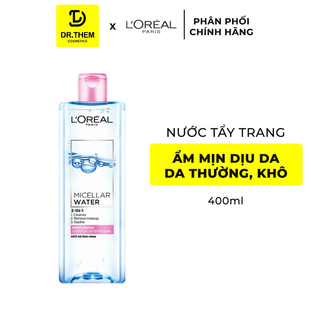 Nước Tẩy Trang L'Oreal Paris 3in1 Micellar Water Làm Sạch Sâu Dưỡng Ẩm Dịu Nhẹ Cho Mọi Loại Da 95ml/400ml 4