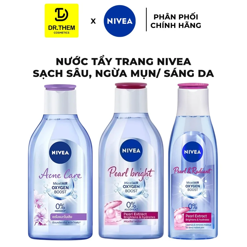 Nước Tẩy Trang Nivea Acne Care Và Pearl Bright Làm Sạch Sâu Hỗ Trợ Giảm Mụn Dưỡng Sáng Da 200ml/400ml