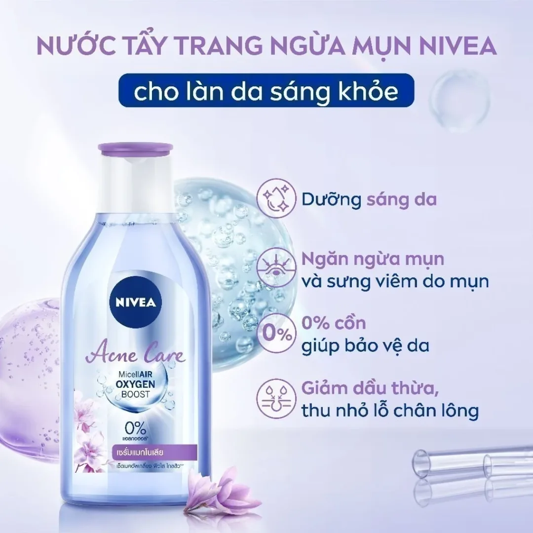 Nước Tẩy Trang Nivea Acne Care Và Pearl Bright Làm Sạch Sâu Hỗ Trợ Giảm Mụn Dưỡng Sáng Da 200ml/400ml 2