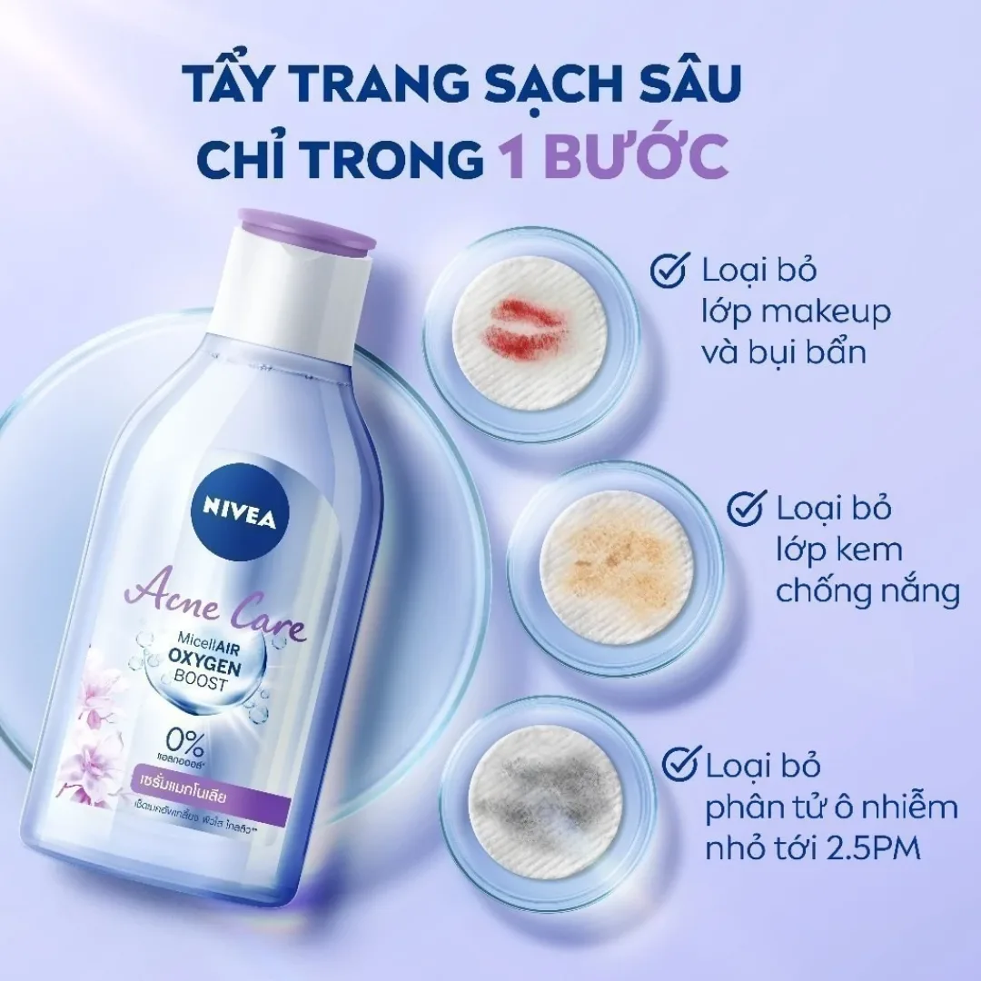 Nước Tẩy Trang Nivea Acne Care Và Pearl Bright Làm Sạch Sâu Hỗ Trợ Giảm Mụn Dưỡng Sáng Da 200ml/400ml 3