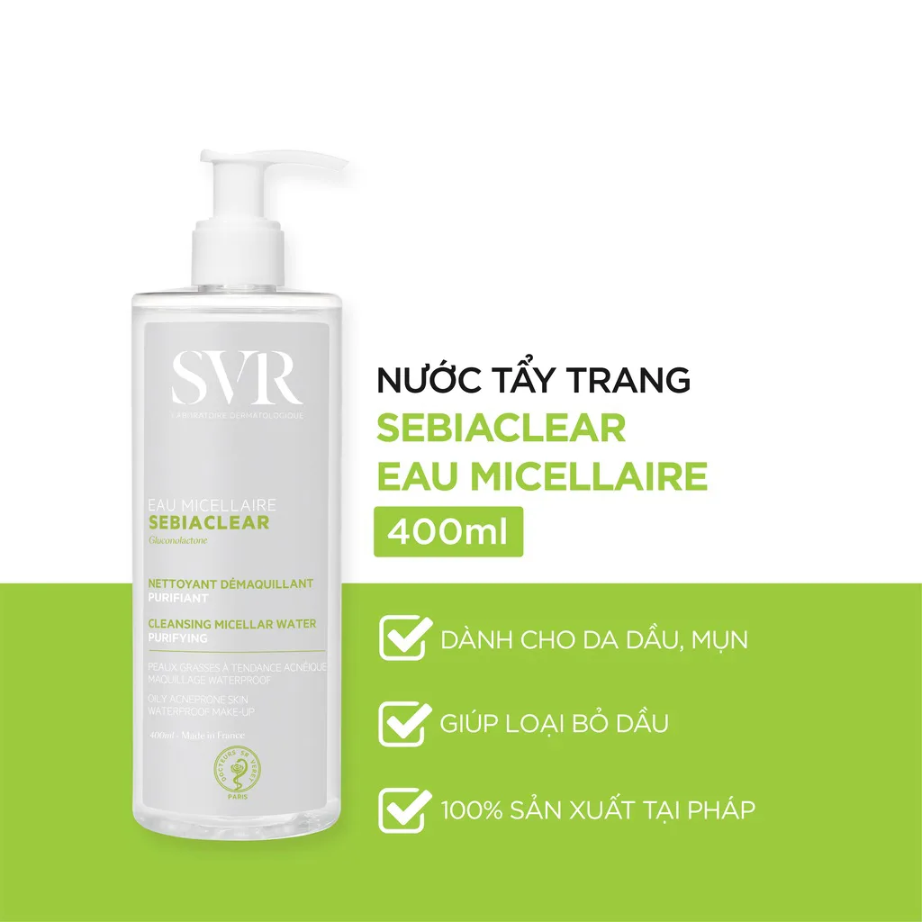 Nước Tẩy Trang SVR Sebiaclear Eau Micellaire Làm Sạch Kiềm Dầu Cho Da Hỗn Hợp Đến Da Dầu Mụn 75ml 400ml 2