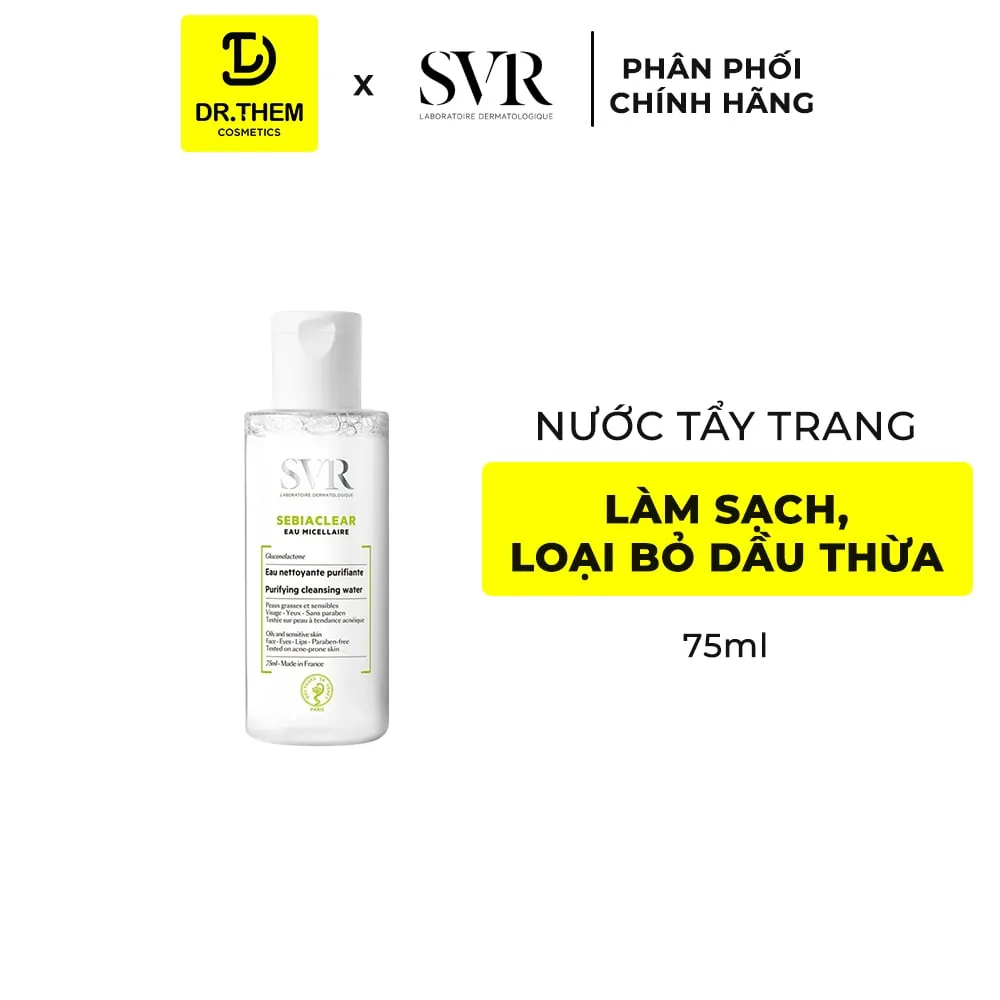 Nước Tẩy Trang SVR Sebiaclear Eau Micellaire Làm Sạch Kiềm Dầu Cho Da Hỗn Hợp Đến Da Dầu Mụn 75ml 400ml 5