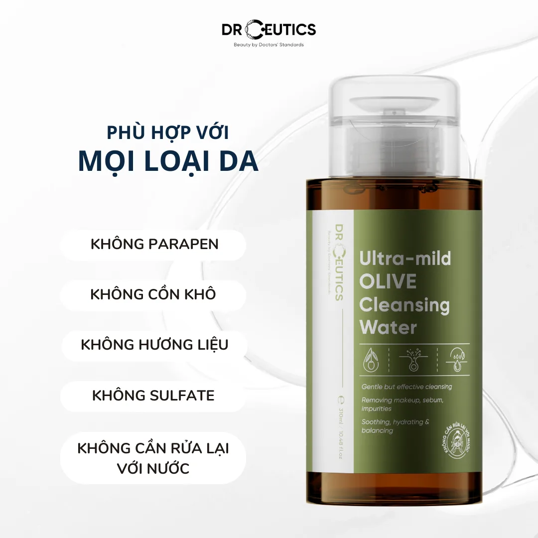 Nước Tẩy Trang Và Sữa Tẩy Trang DrCeutics Ultra Mild Gentle Olive Milky Micellar Làm Sạch Sâu Cho Mọi Loại Da 500ml 2