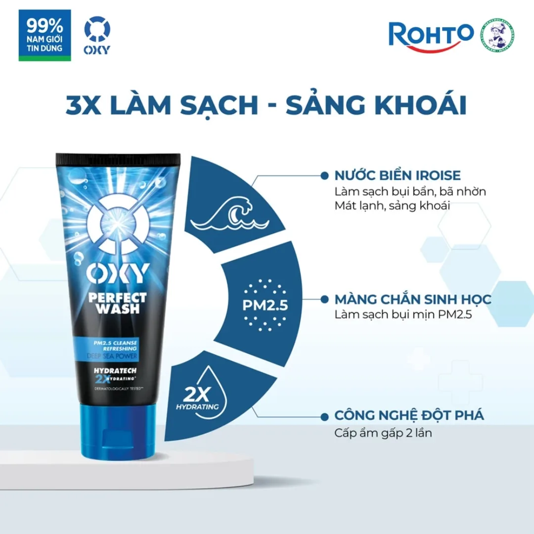 Kem Rửa Mặt OXY Perfect Wash Làm Sạch Sâu Bụi Mịn PM2.5 Bã Nhờn Và Tế Bào Chết Cho Da Thường Da Nhờn 100g 3