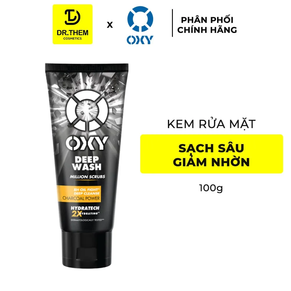 Kem Rửa Mặt OXY Deep Wash Than Đen Làm Sạch Sâu Giảm Nhờn Bóng Dầu Đến 8 Giờ Cho Da Thường Da Nhờn 100g